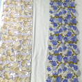 Tissu Jacquard Brocard à fleurs bleu marine